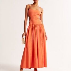 New with tag Abercrombie & Fitch orange drop waist cutout maxi dress size XLT.